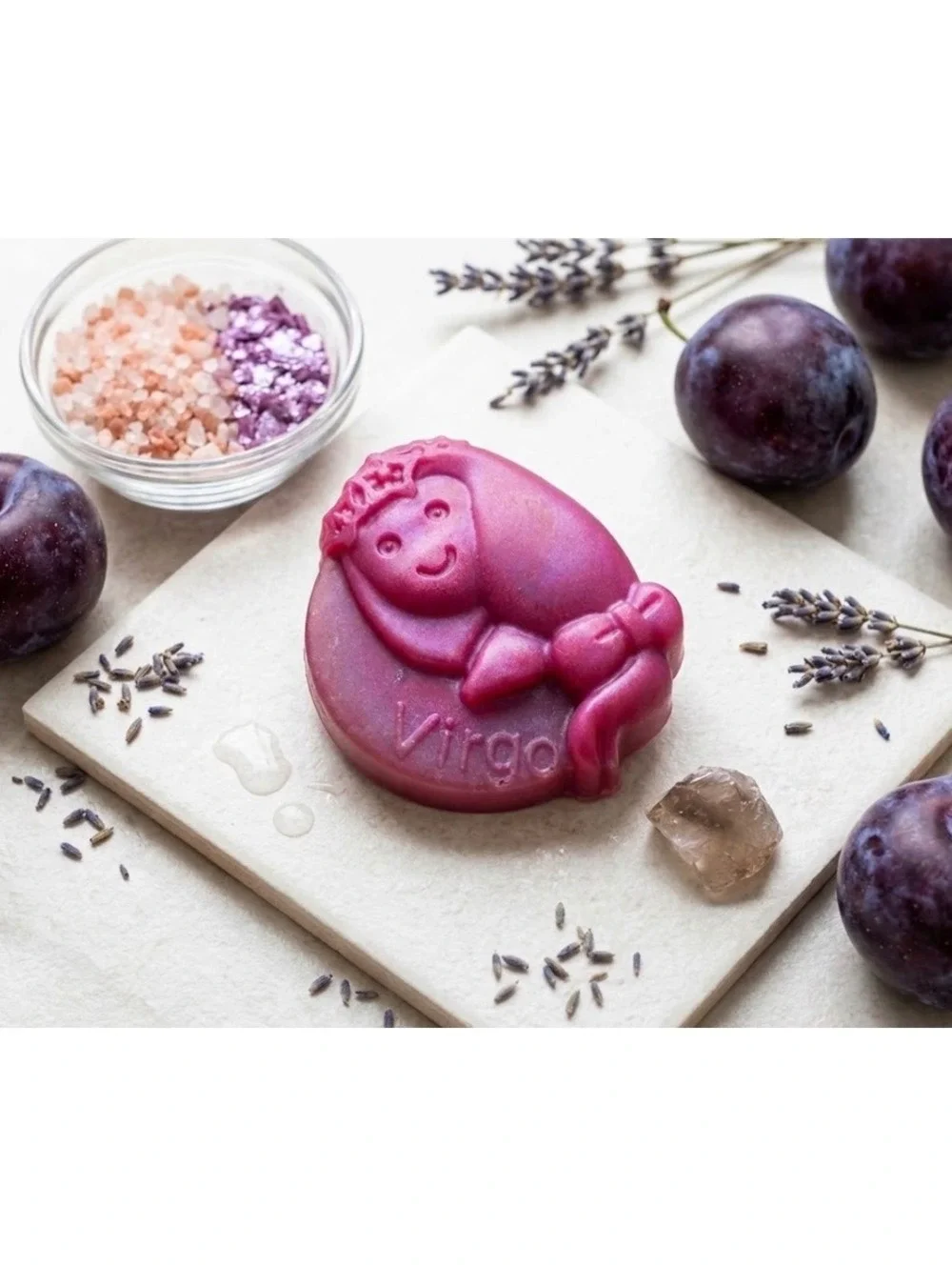 Virgo Soap with Sugar Plum Scent and Amethyst Crystal Inside